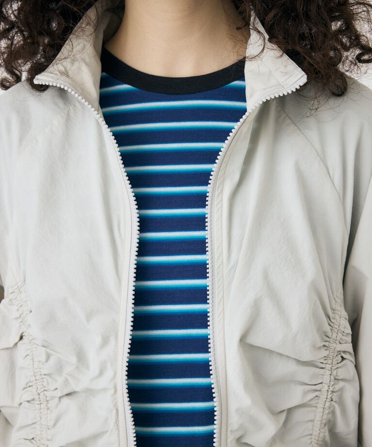 MOUSSY「RIBBON GATHER NYLON ジャケット」|ブルゾン・スタジャン|