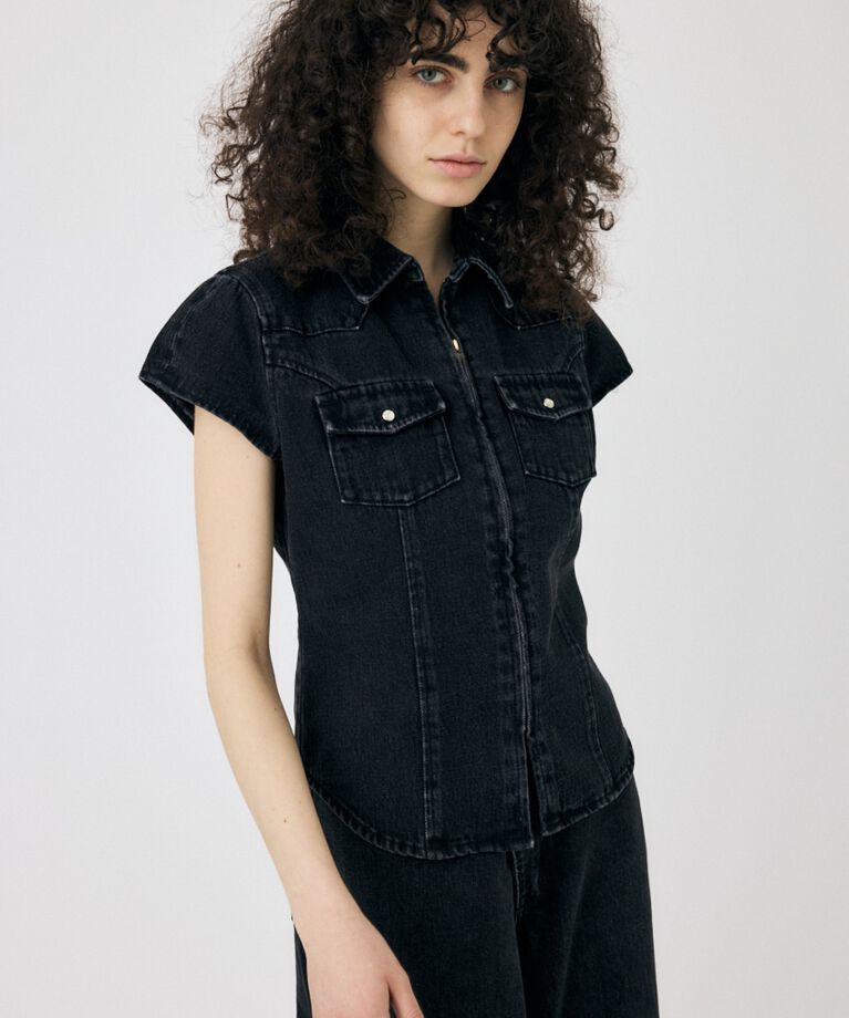 MOUSSY「CAP SLEEVE デニムシャツ」|シャツ・ブラウス|