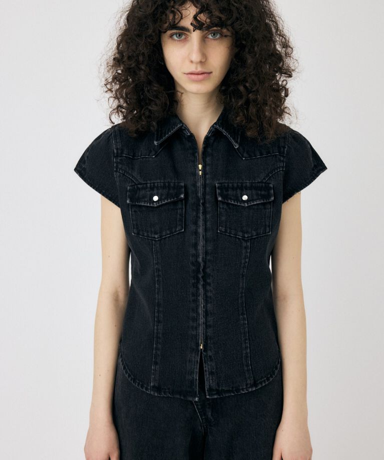MOUSSY「CAP SLEEVE デニムシャツ」|シャツ・ブラウス|