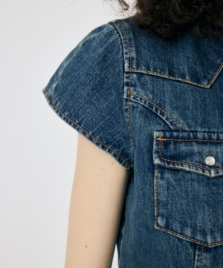 MOUSSY「CAP SLEEVE デニムシャツ」|シャツ・ブラウス|