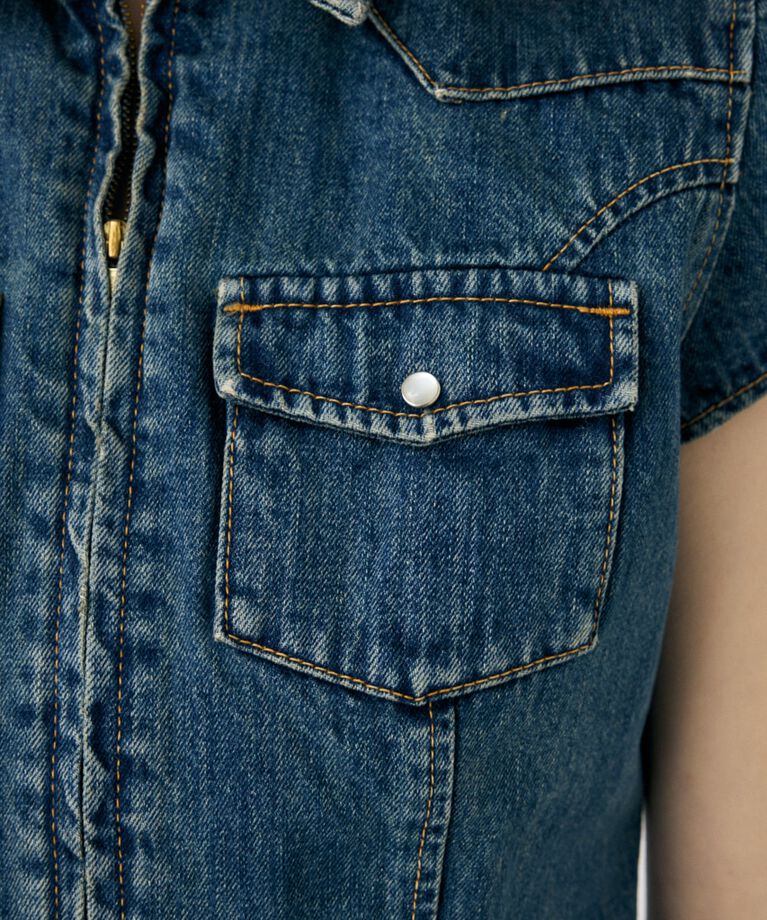 MOUSSY「CAP SLEEVE デニムシャツ」|シャツ・ブラウス|