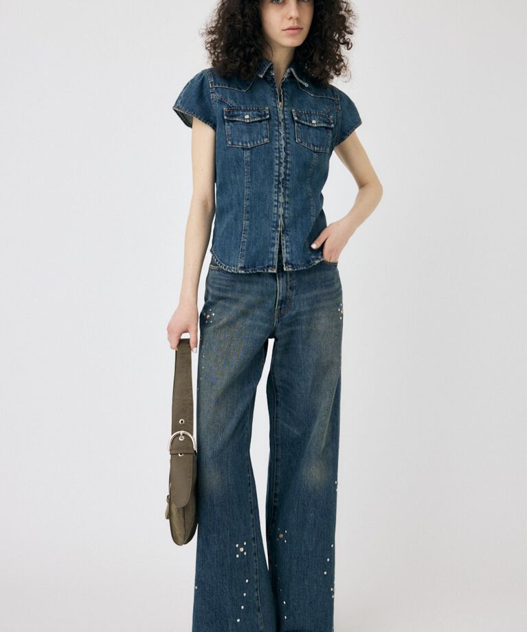 MOUSSY「CAP SLEEVE デニムシャツ」|シャツ・ブラウス|