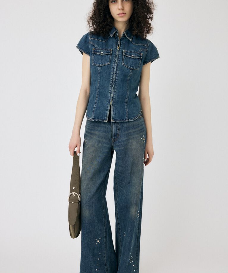 MOUSSY「CAP SLEEVE デニムシャツ」|シャツ・ブラウス|