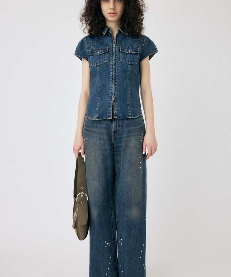 MOUSSY「CAP SLEEVE デニムシャツ」|シャツ・ブラウス|
