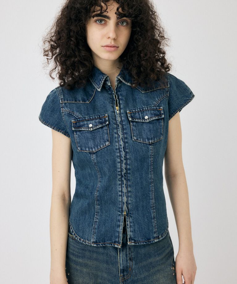 MOUSSY「CAP SLEEVE デニムシャツ」|シャツ・ブラウス|