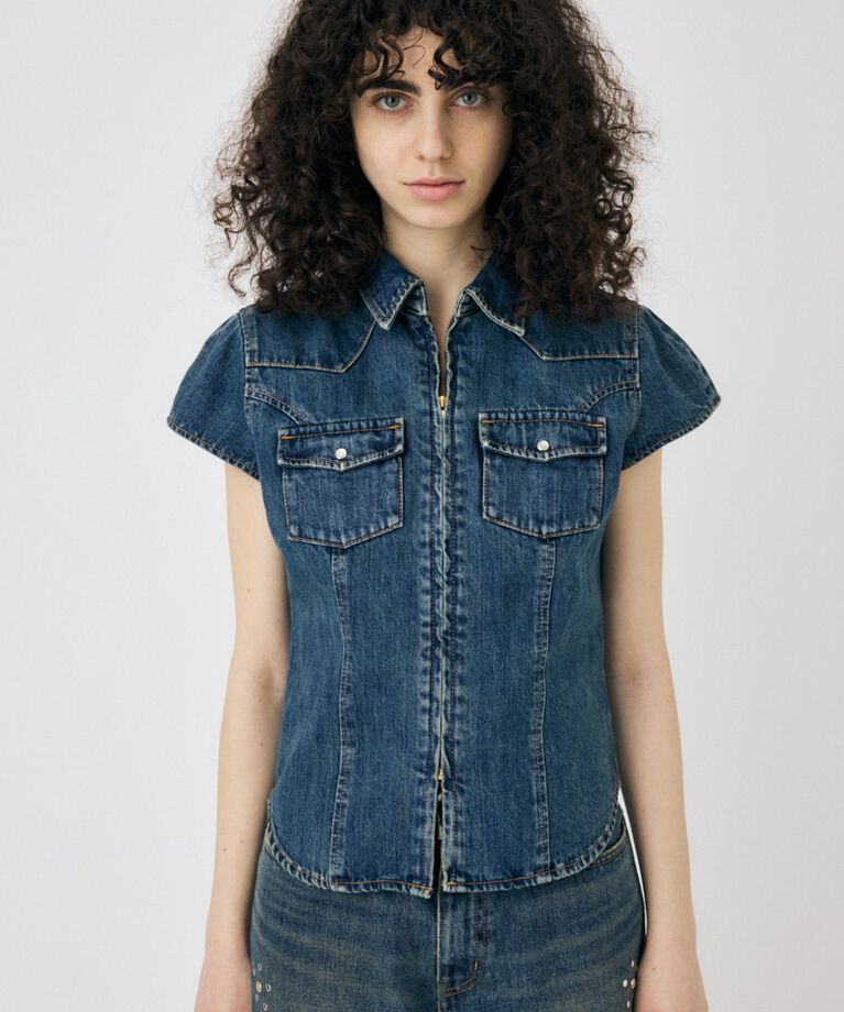 MOUSSY「CAP SLEEVE デニムシャツ」|シャツ・ブラウス|