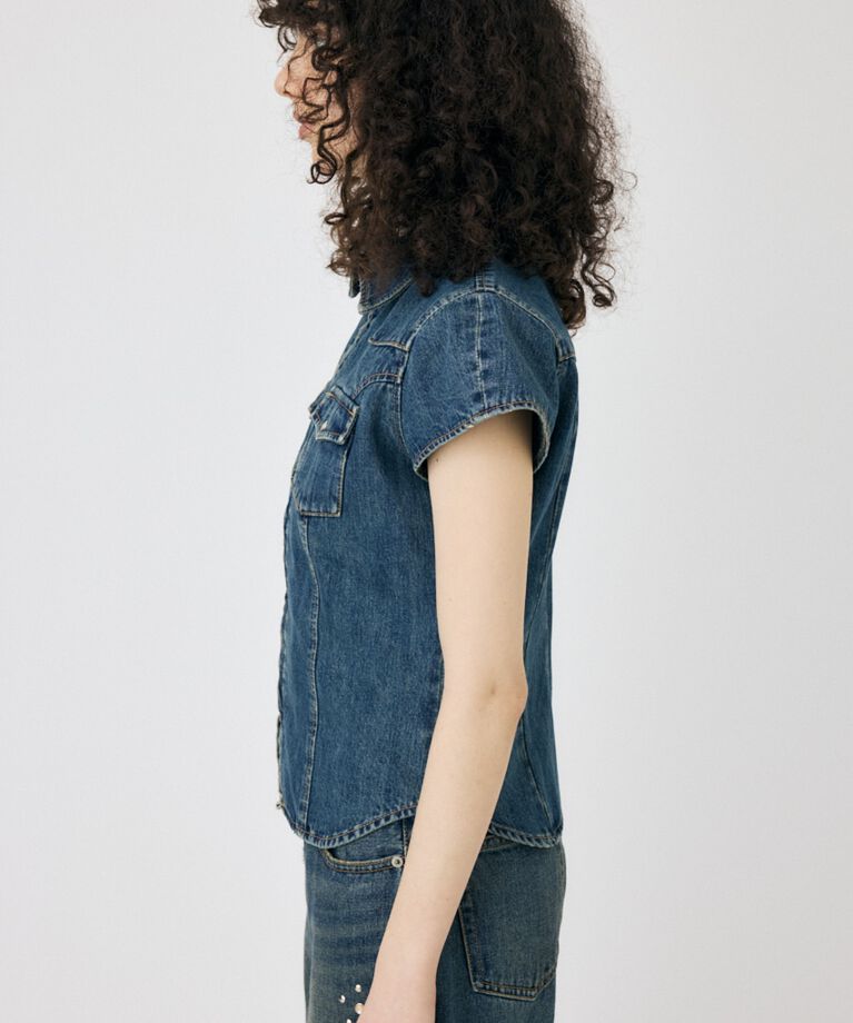 MOUSSY「CAP SLEEVE デニムシャツ」|シャツ・ブラウス|