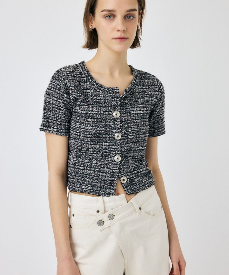 MOUSSY「TWEED LIKE トップス」|Tシャツ・カットソー|BLK