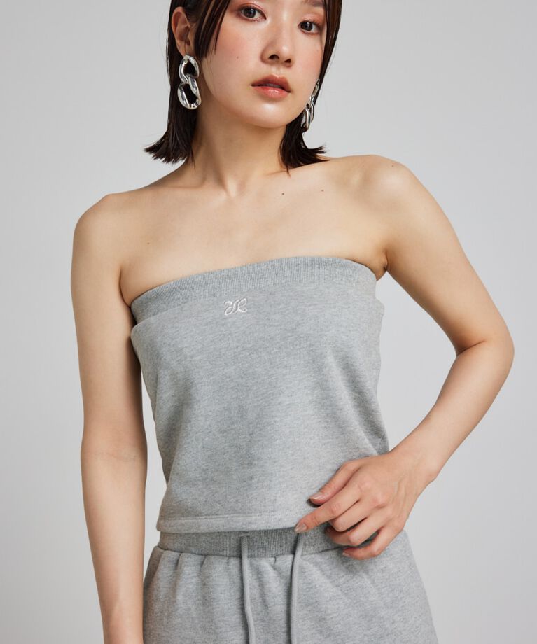 rienda「RRロゴスウェットベアTOP」|チューブトップ|GRY