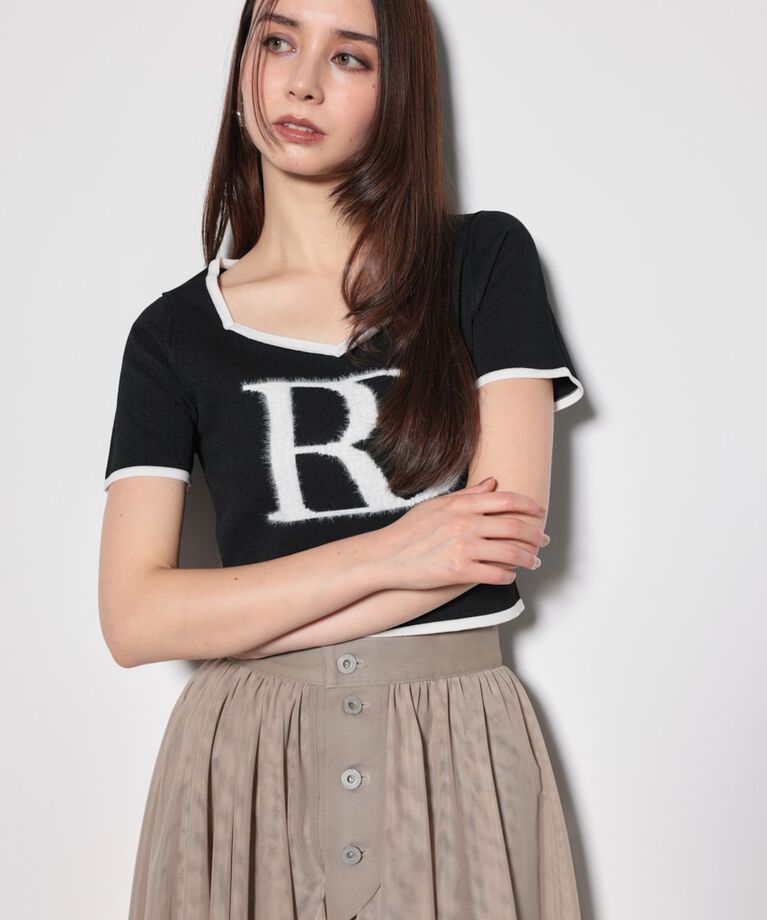 rienda「ビッグＲロゴニットトップス」|ニット・セーター|
