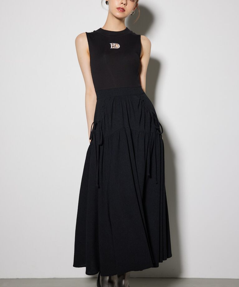 rienda「RDロゴカットコンビワンピース」|ワンピース|BLK