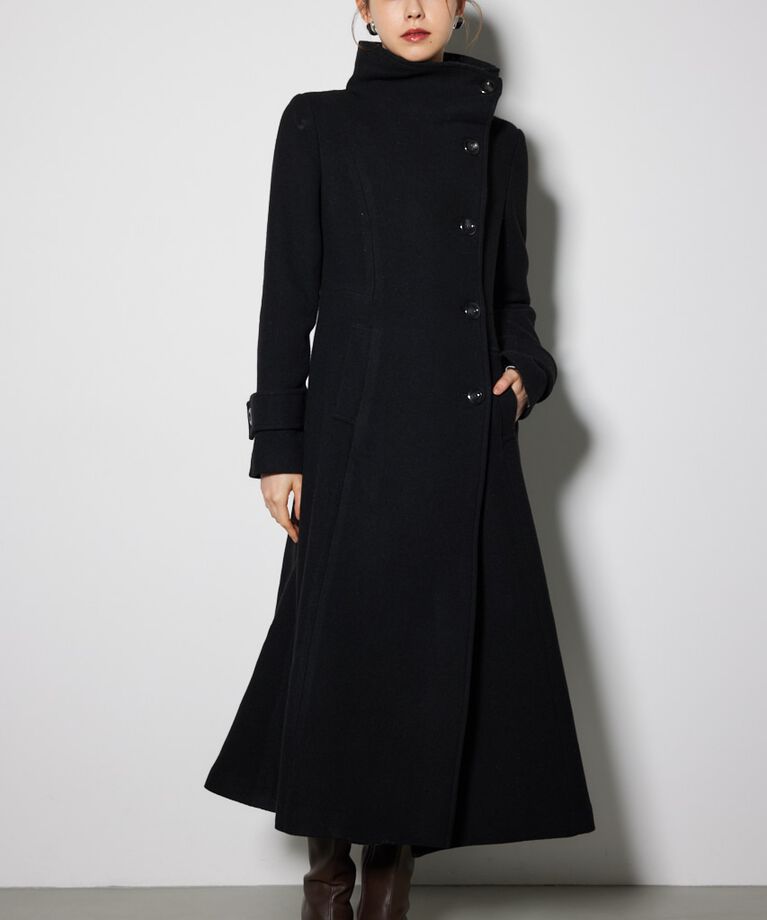 rienda「オーバーネックシンデレララインコート」|その他|BLK