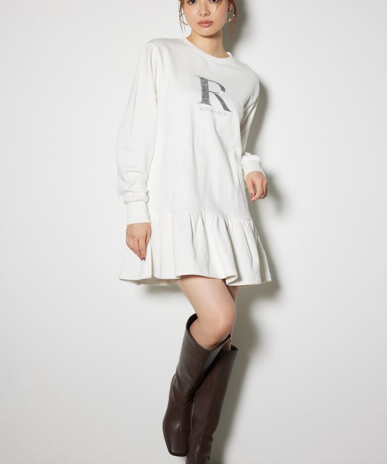rienda「ティアードフリルスウェットミニワンピース」|ワンピース|WHT