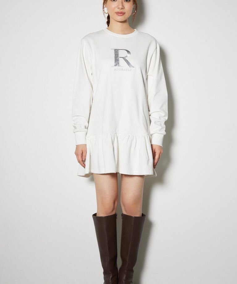 rienda「ティアードフリルスウェットミニワンピース」|ワンピース|