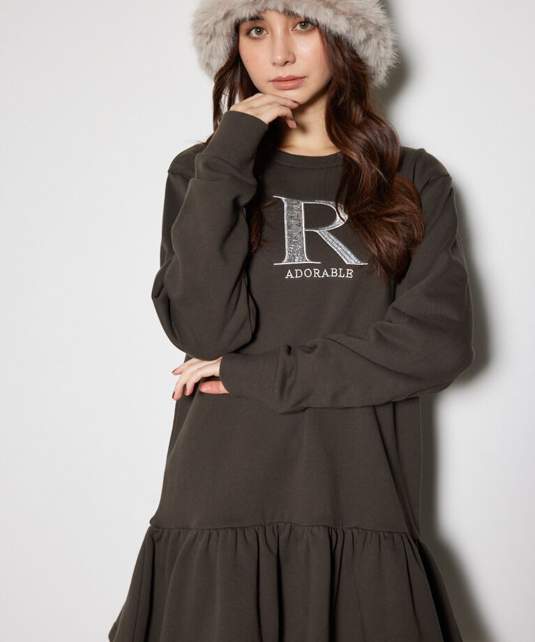 rienda「ティアードフリルスウェットミニワンピース」|ワンピース|