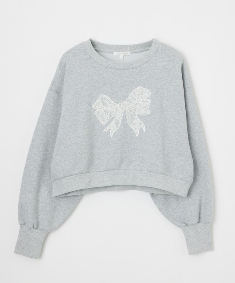 rienda「レースリボンモチーフスウェットトップス」|Tシャツ・カットソー|GRY