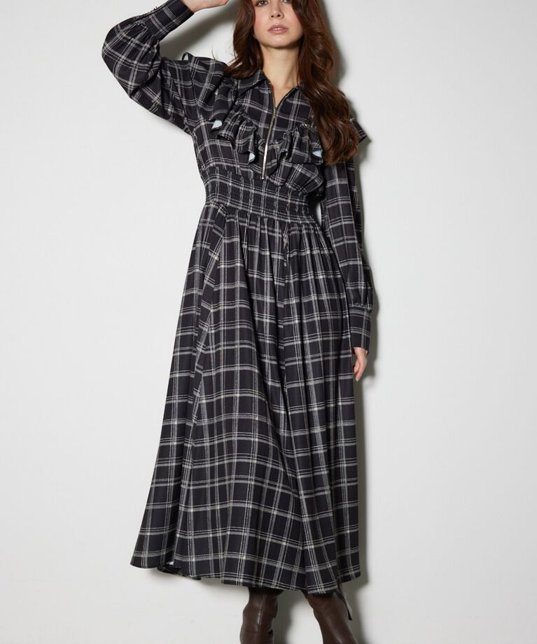 rienda「フロントZIPシャツ ワンピース」|ワンピース|