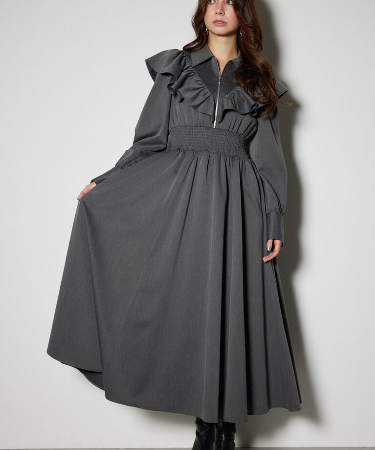 rienda「フロントZIPシャツ ワンピース」|ワンピース|