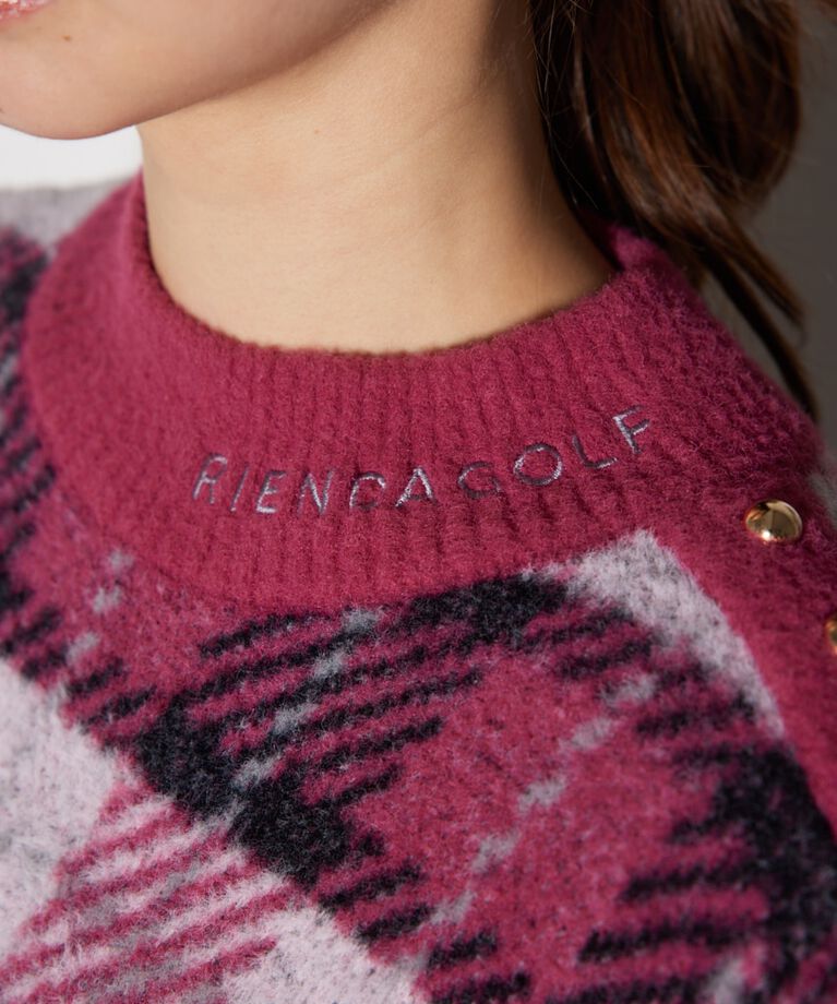 rienda「タータンチェックモックネックニットトップス」|ニット・セーター|