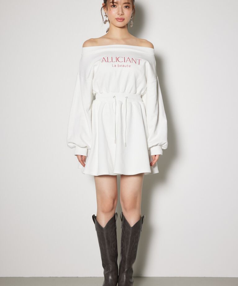 rienda「オフショルダースウェットミニフレアワンピース」|ワンピース|
