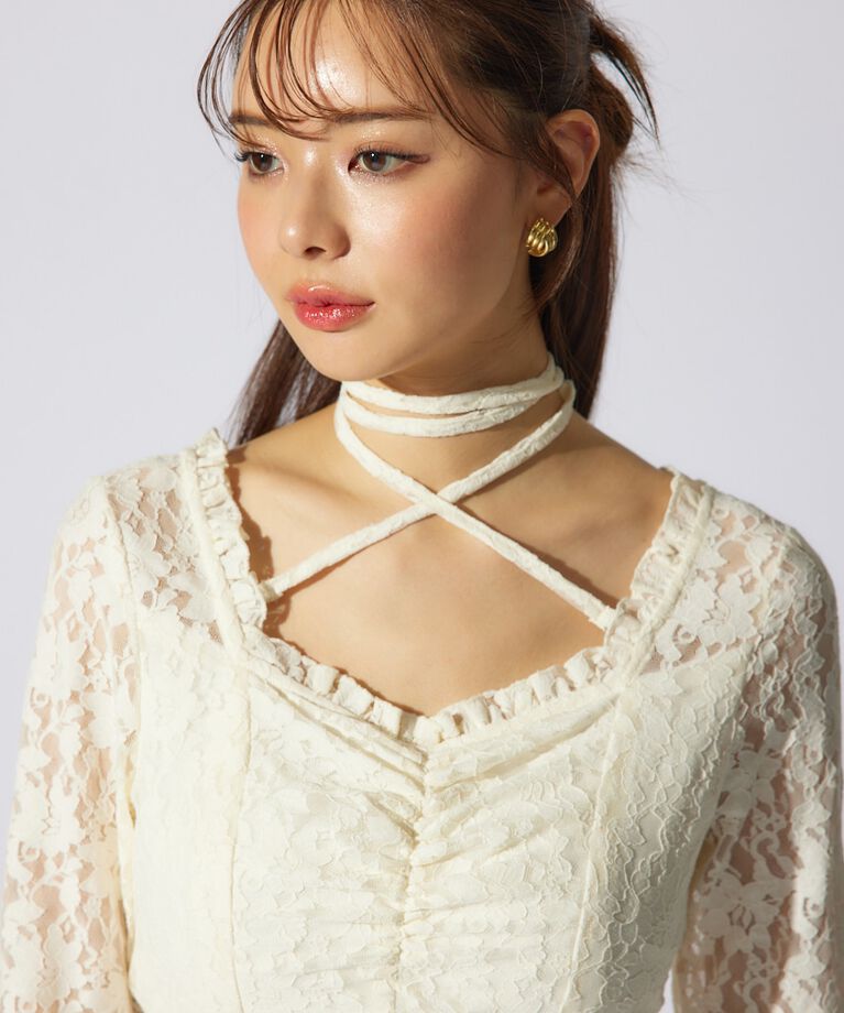 rienda「レーストップコンビフレアワンピース」|ワンピース|
