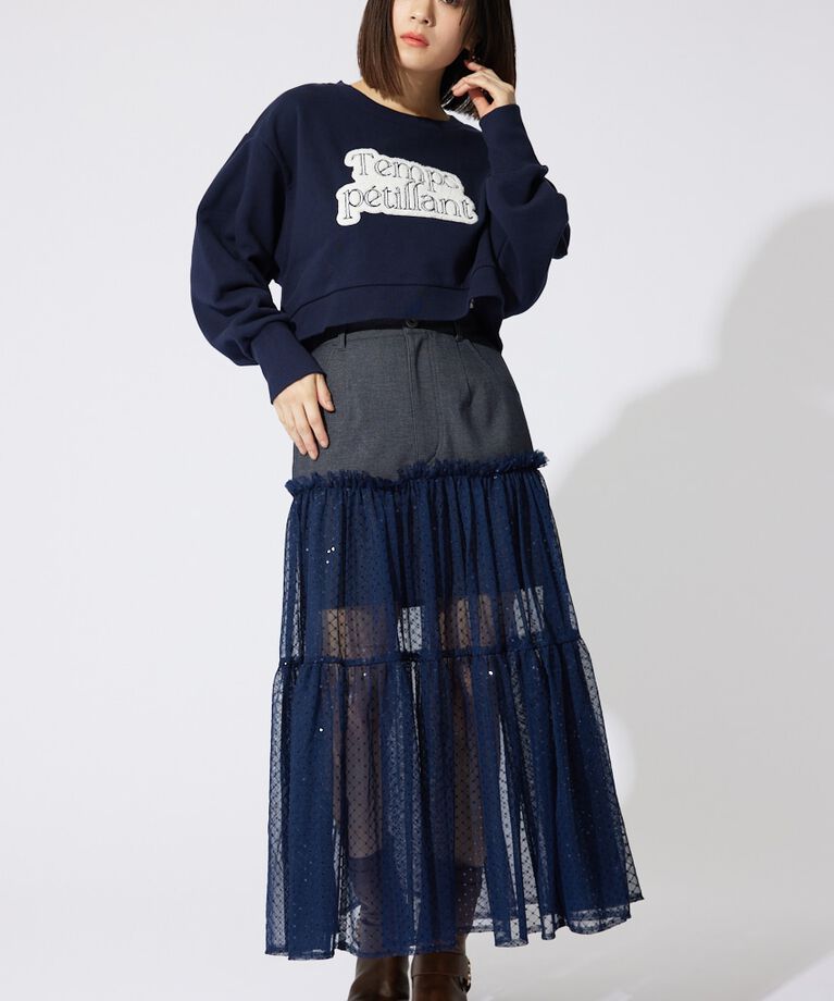rienda「サガラ刺繍スウェットトップス」|Tシャツ・カットソー|
