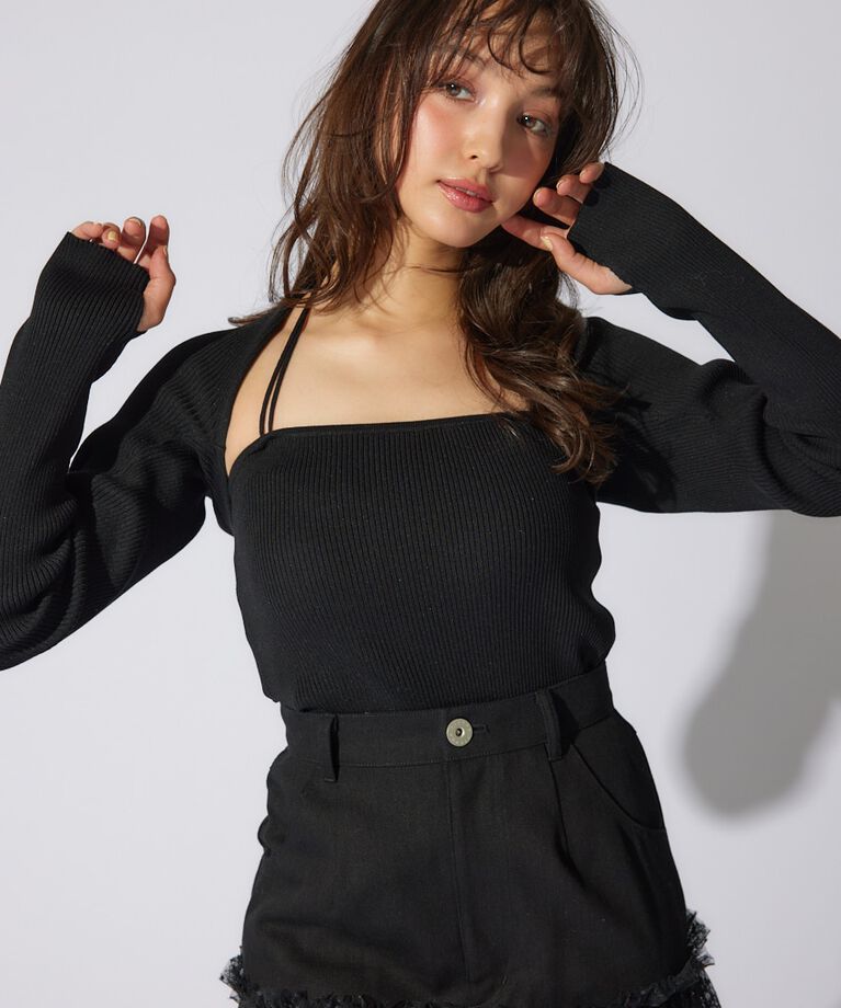 rienda「ボレロセットニットトップス」|ニット・セーター|BLK