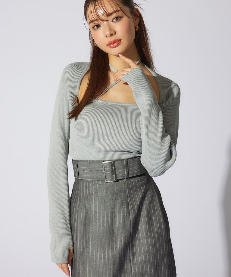 rienda「ボレロセットニットトップス」|ニット・セーター|GRY