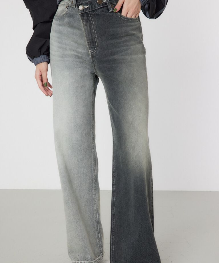 RODEO CROWNS「アシンメトリーDENIM PT」|デニム|BLK
