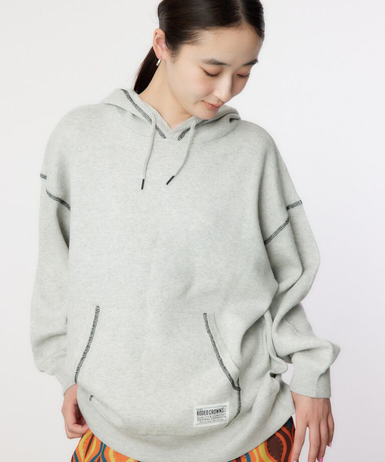 RODEO CROWNS「スウェットライクカラーステッチニットフーディー」|ニット・セーター|L/T.GRY1