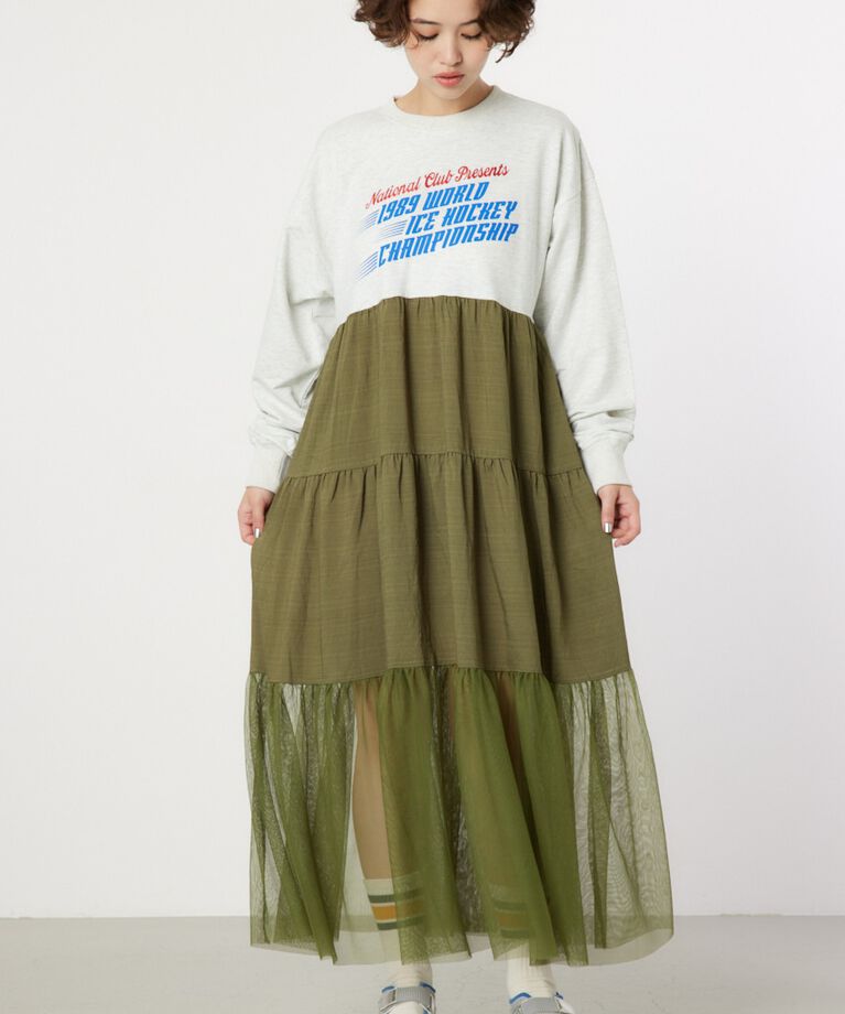RODEO CROWNS「チュールドッキングロングワンピース」|ワンピース|L/T.GRY1