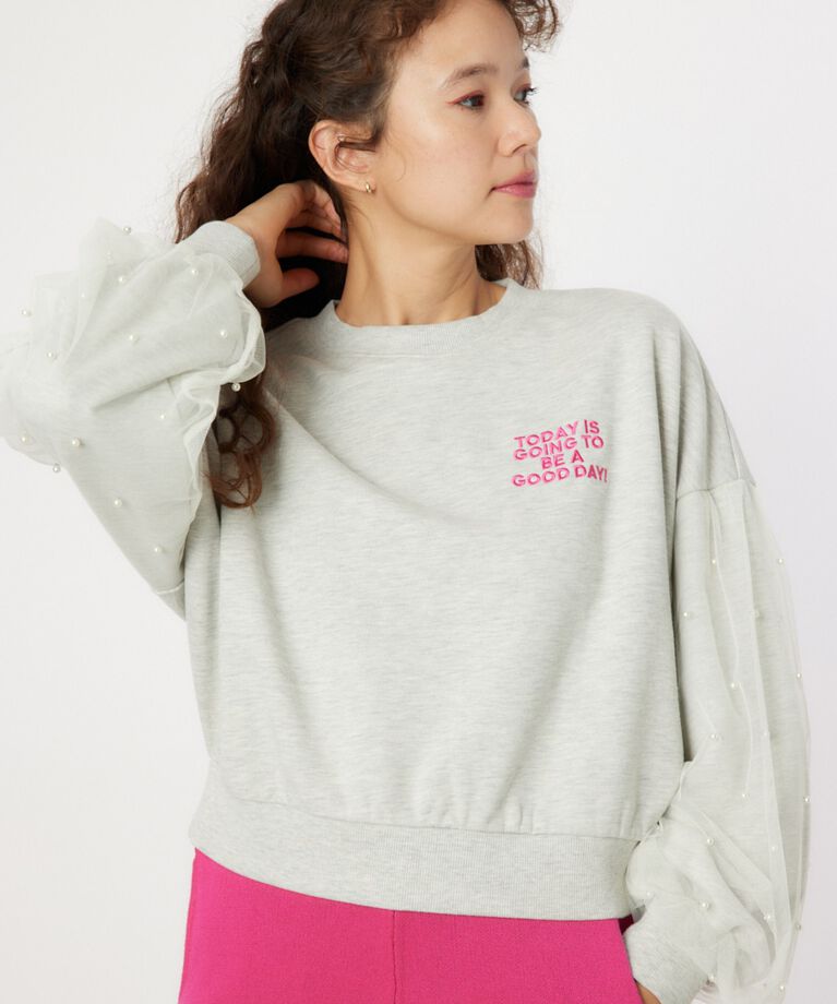 RODEO CROWNS「デコレーションスリーブスウェット」|パーカー|L/T.GRY1