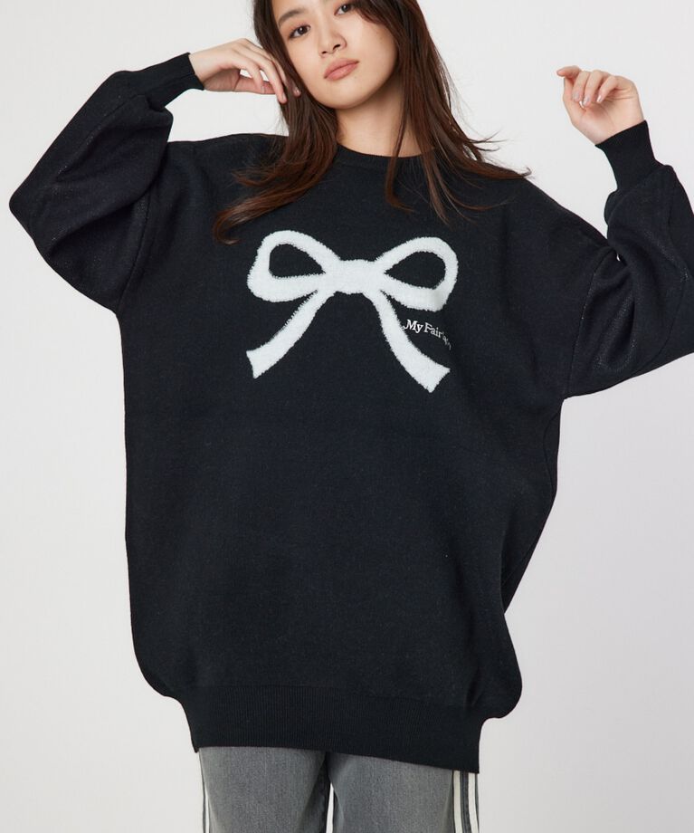 RODEO CROWNS「Ribbonニットチュニックワンピース」|ワンピース|BLK