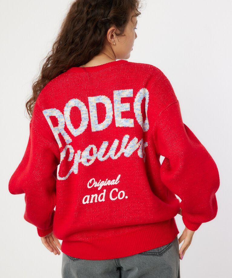 RODEO CROWNS「MIX COLOR LOGOニットトップス」|ニット・セーター|RED