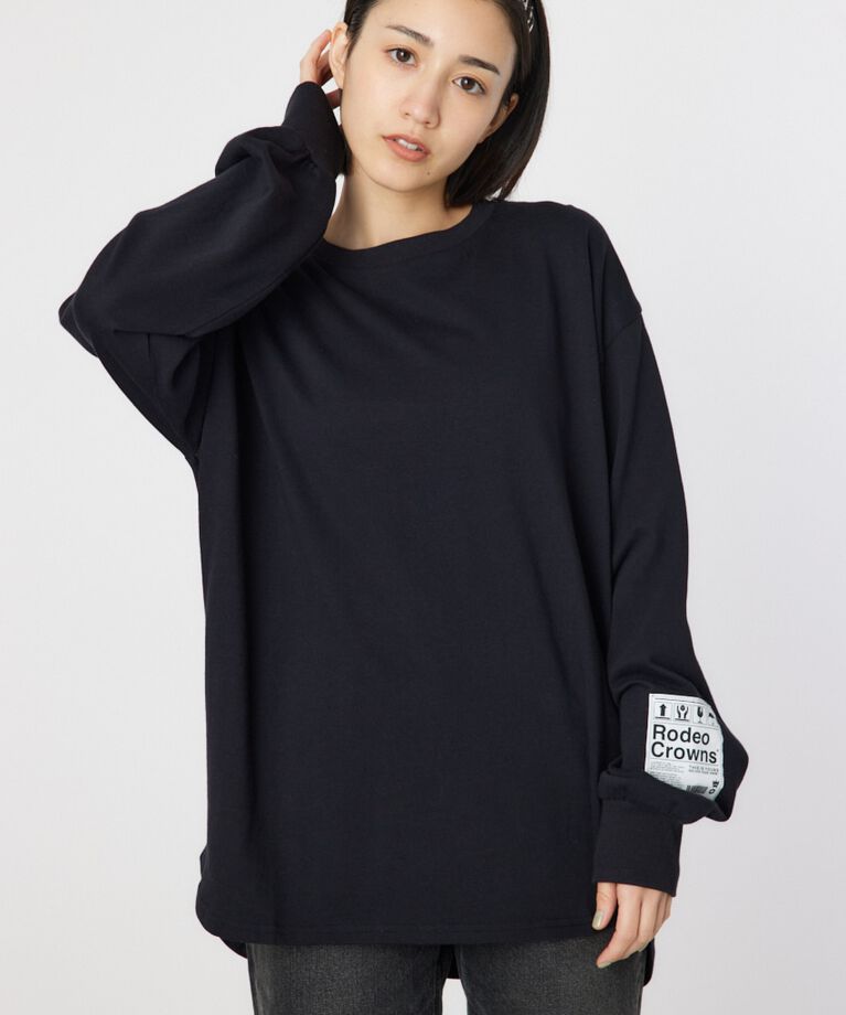 RODEO CROWNS「ネームパッチリラックスロングTシャツ」|Tシャツ・カットソー|BLK