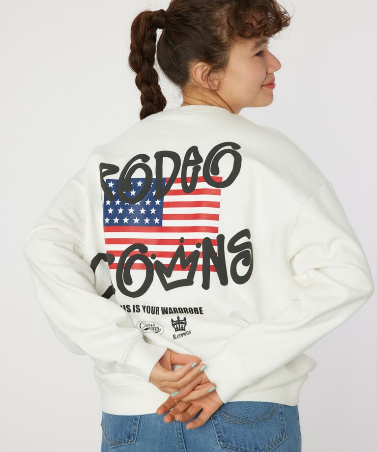 RODEO CROWNS「graffiti flagスウェットトップス」|パーカー|O/WHT1