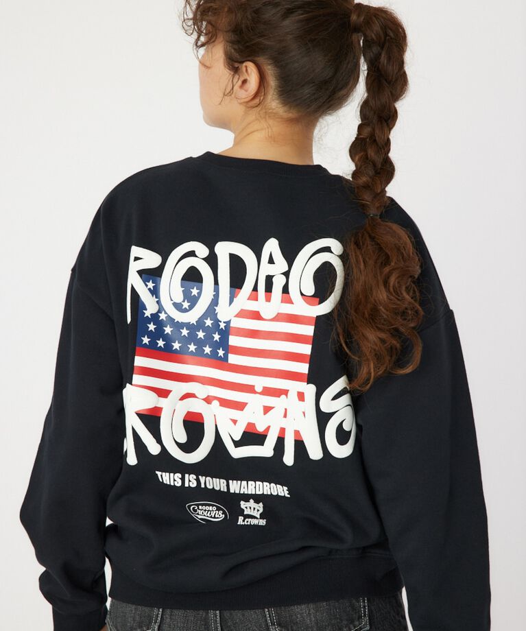 RODEO CROWNS「graffiti flagスウェットトップス」|パーカー|BLK