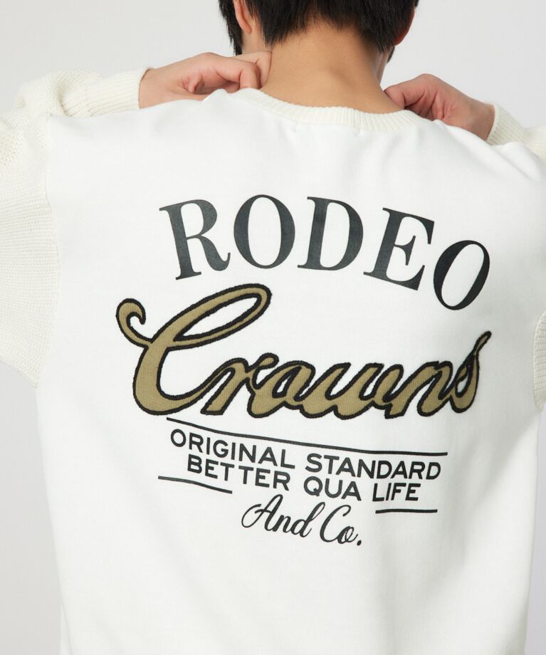 RODEO CROWNS「メンズドッキングロゴニットトップス」|ニット・セーター|O/WHT1