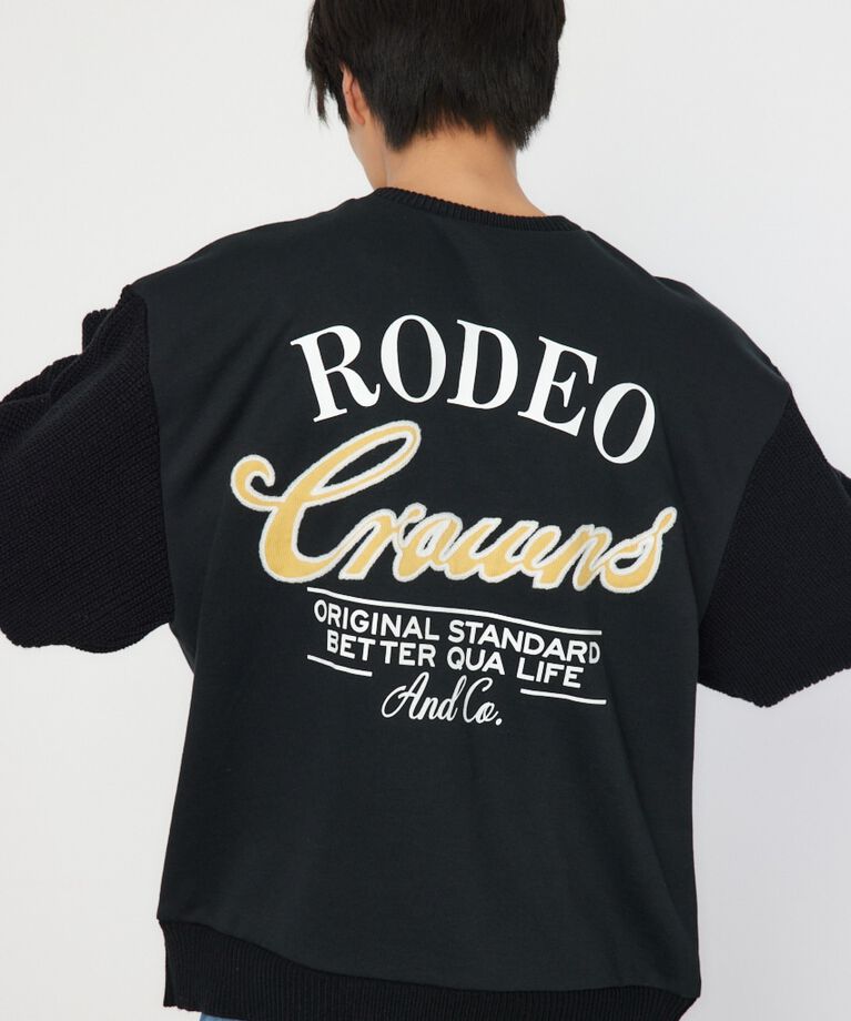 RODEO CROWNS「メンズドッキングロゴニットトップス」|ニット・セーター|BLK