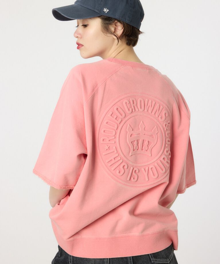 RODEO CROWNS「CIRCLE エンボスロゴ半袖スウェットトップス」|Tシャツ・カットソー|L/RED1