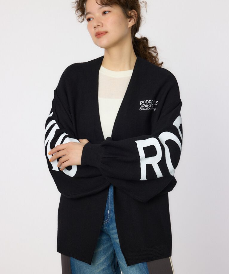 RODEO CROWNS「バックロゴドルマンニットカーディガン」|ニット・セーター|BLK