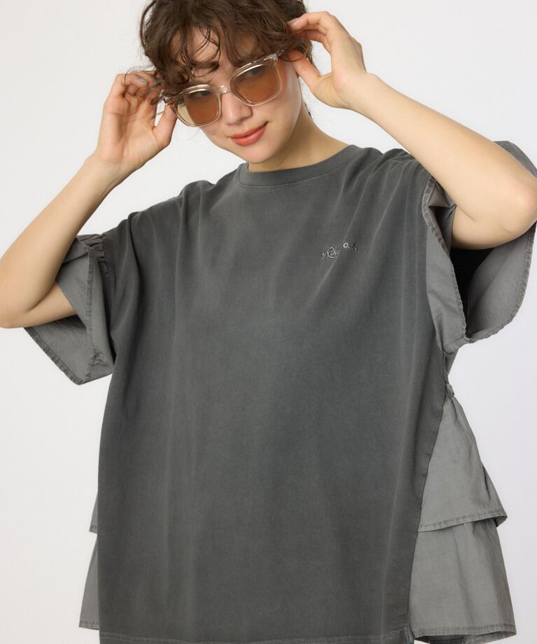 RODEO CROWNS「ピグメントバックフリルトップス」|Tシャツ・カットソー|BLK
