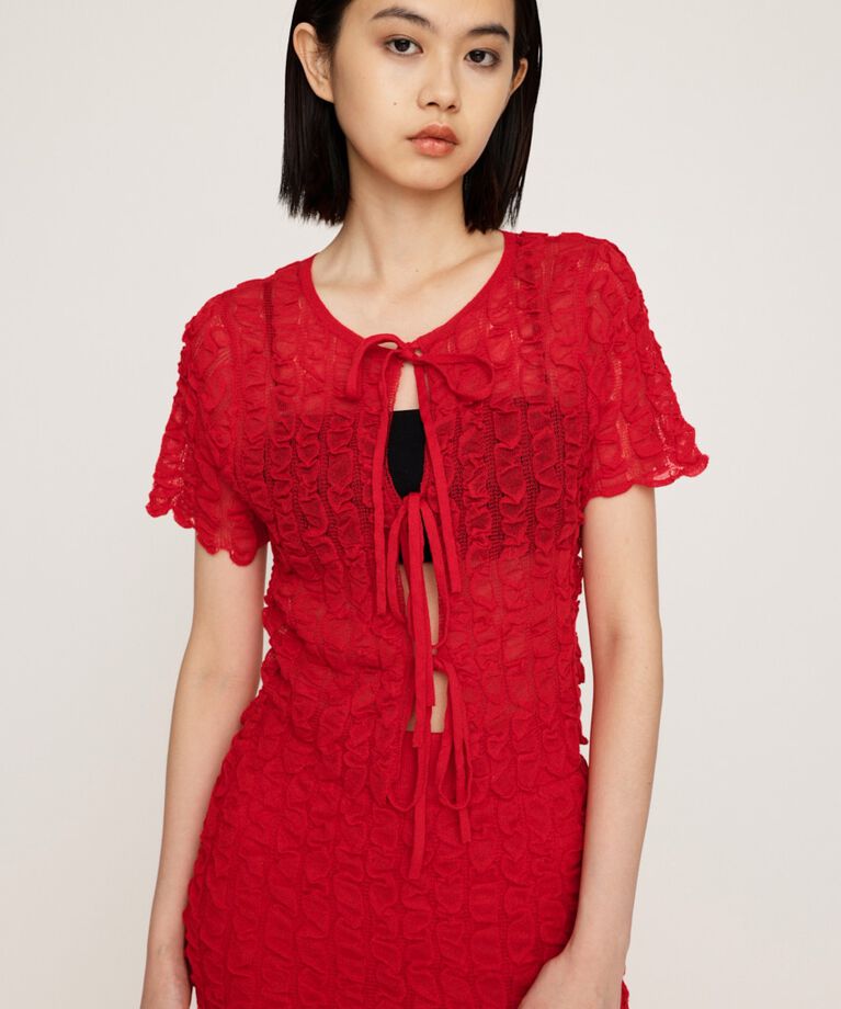SLY「SHEER 2WAY トップス」|ニット・セーター|RED