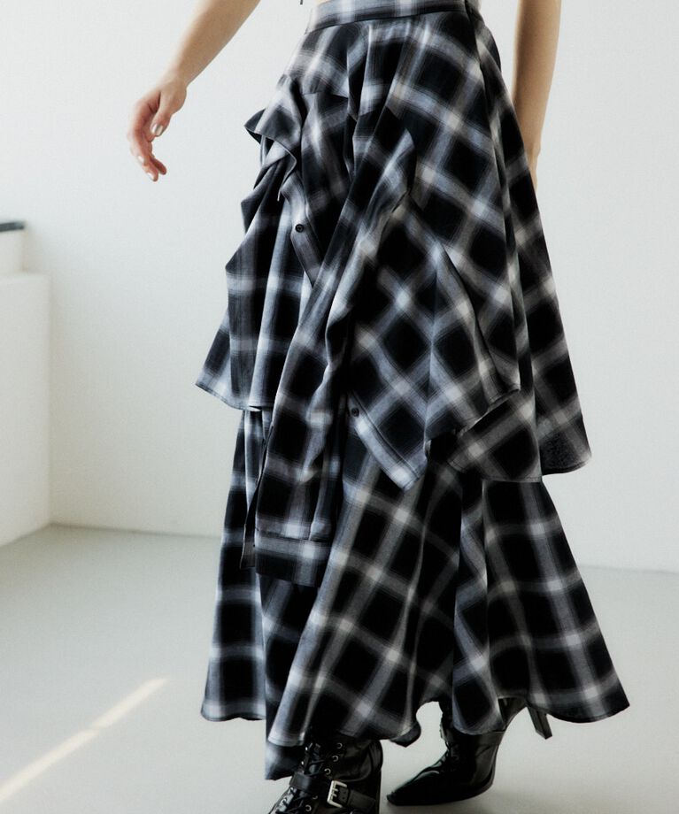 SLY「PLAID LAYERED ロングスカート」|スカート|