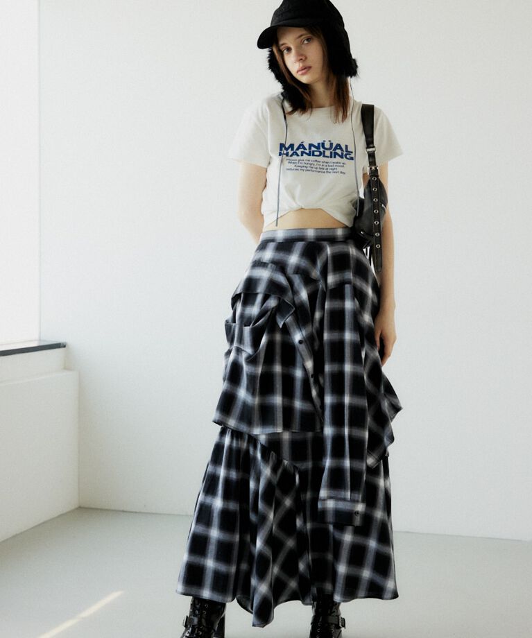SLY「PLAID LAYERED ロングスカート」|スカート|