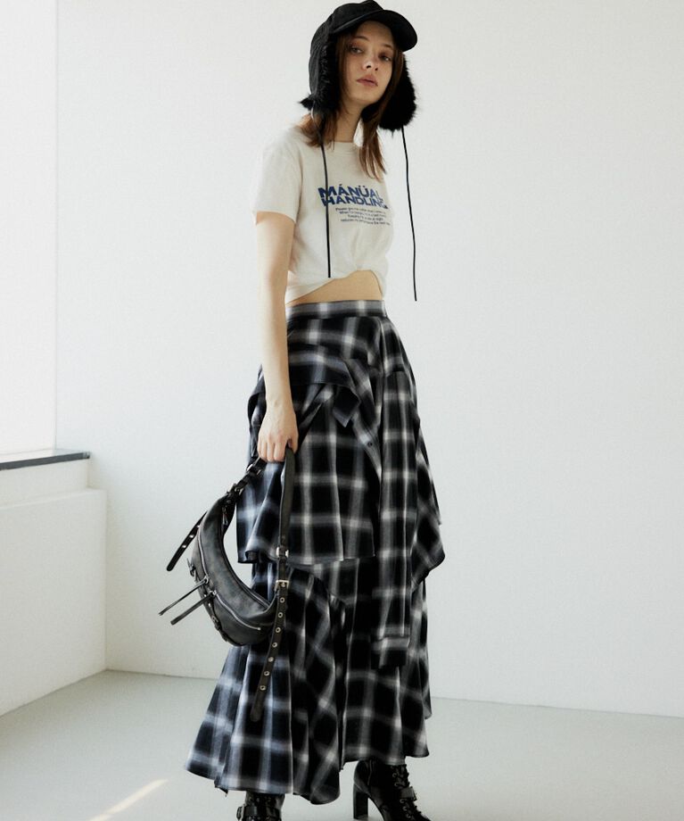 SLY「PLAID LAYERED ロングスカート」|スカート|