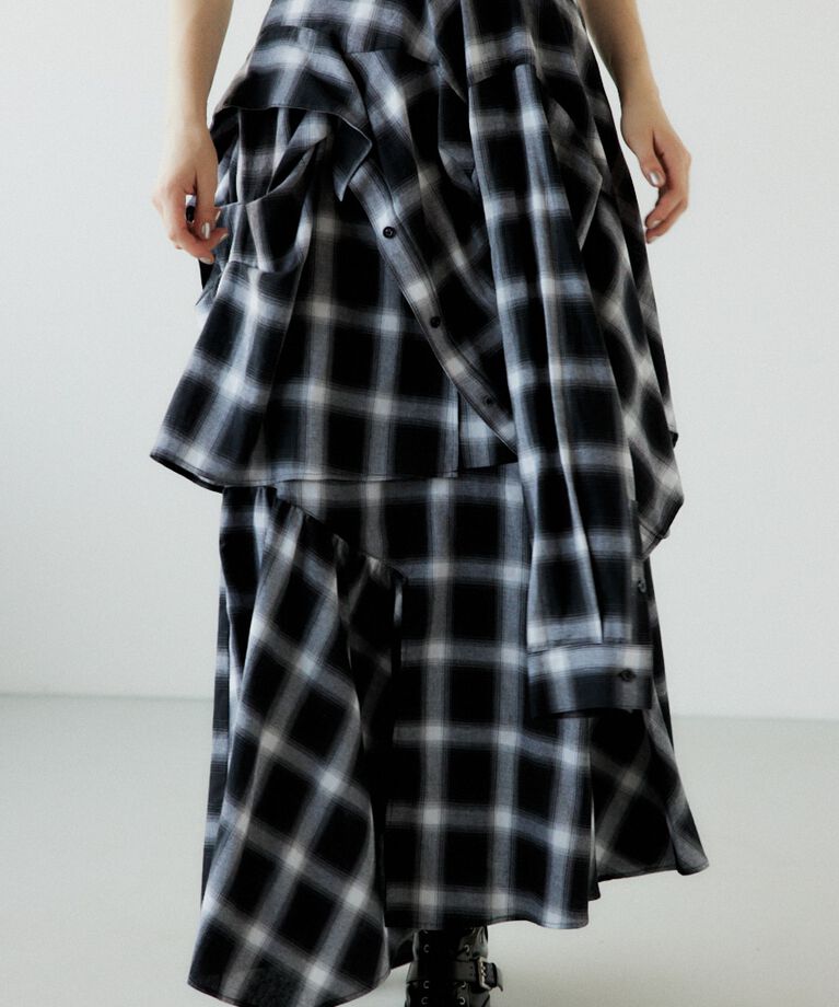 SLY「PLAID LAYERED ロングスカート」|スカート|