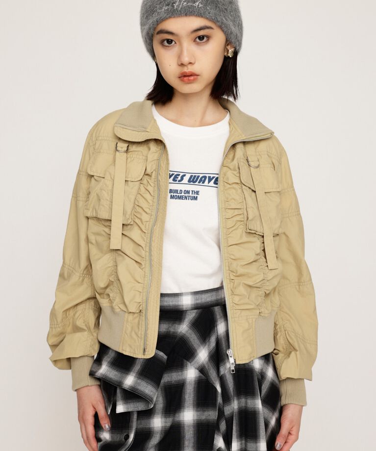 SLY「NYLON MILITARY ジャケット」|ブルゾン・スタジャン|BEG