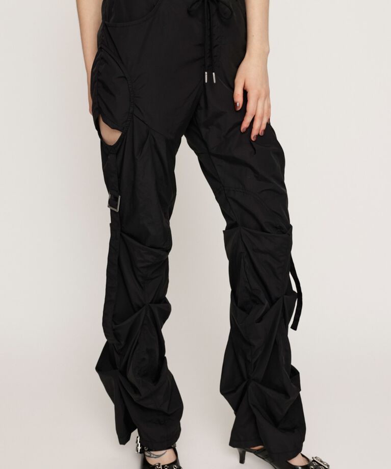 SLY「NYLON TUCK FLARE パンツ」|その他|BLK