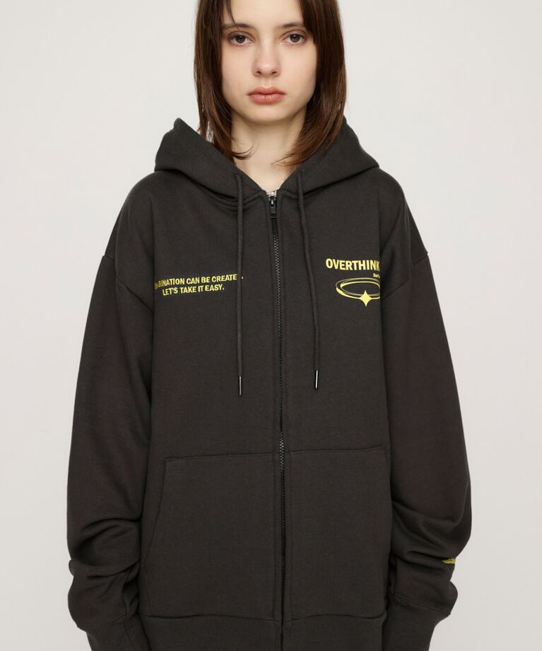 SLY「FRONT ZIP PRINT HOODIE」|パーカー|